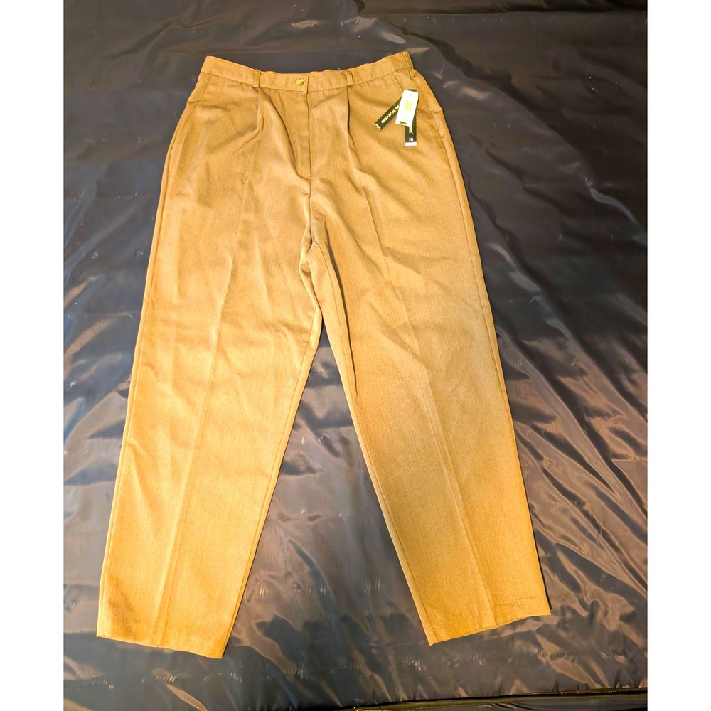 Briggs New York Women Plus 18 Taupe Dress Pants Straight Leg Twill 715B68 NWT